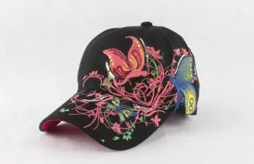 Женская кепка с козырьком и вышивкой; летняя Солнцезащитная шапка для девочек; Basuball cap s; Ретро стиль; с хлопковым козырьком; Женский Повседневный Регулируемый головной убор; хип-хоп козырьки - Цвет: Black
