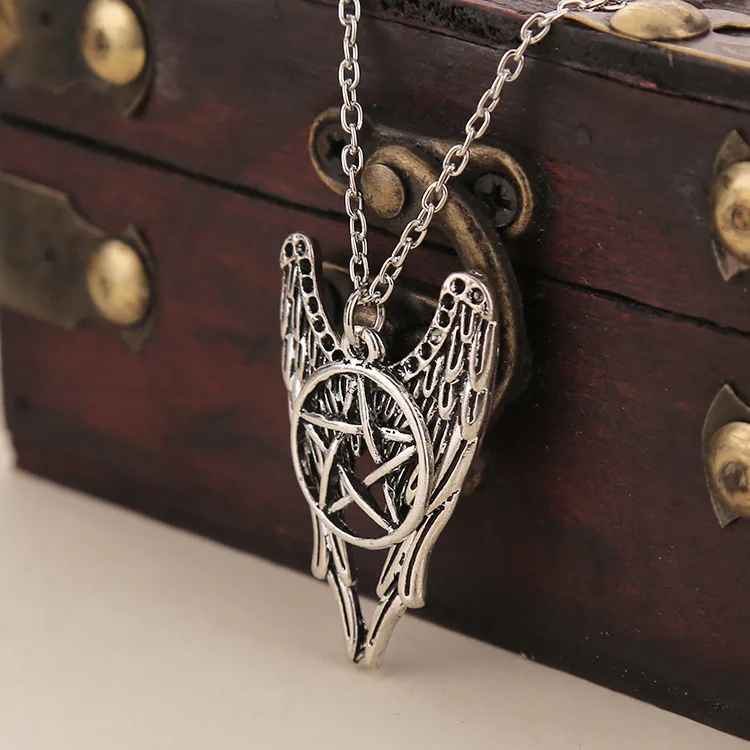 Supernatural Halskette Pentagramm Engel Winchester Amulett Schmuck Kette 
