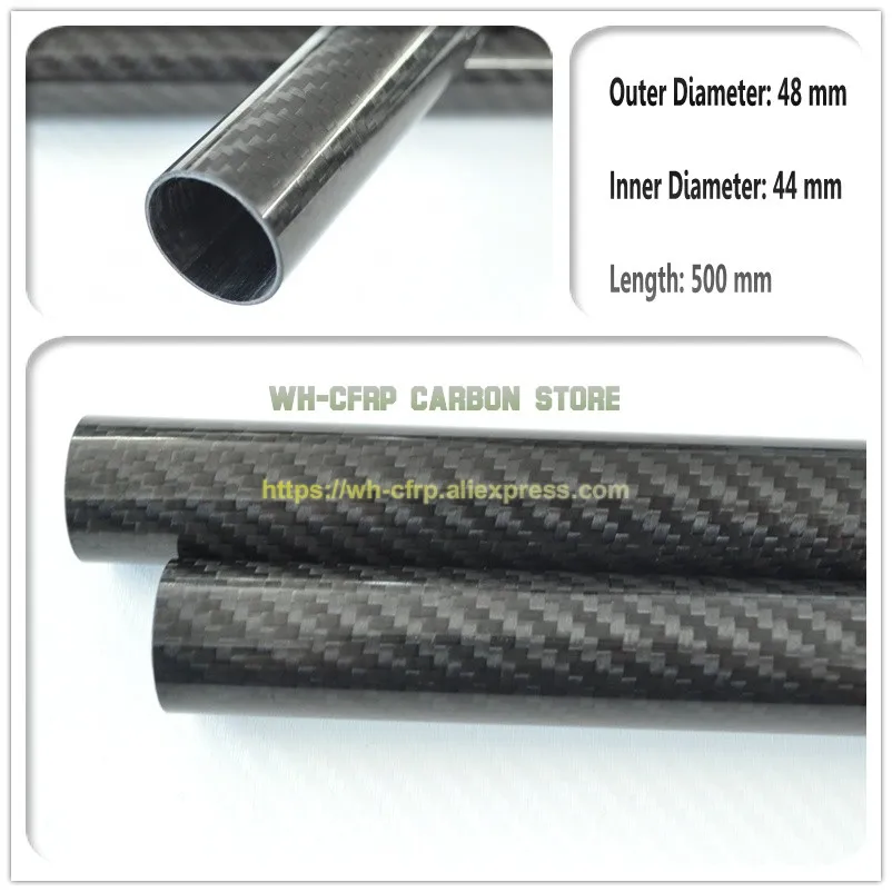 

48mm ODx 44mm ID Carbon Fiber Tube 3k 500MM Long (Roll Wrapped) carbon pipe , with 100% full carbon, Japan 3k improve material