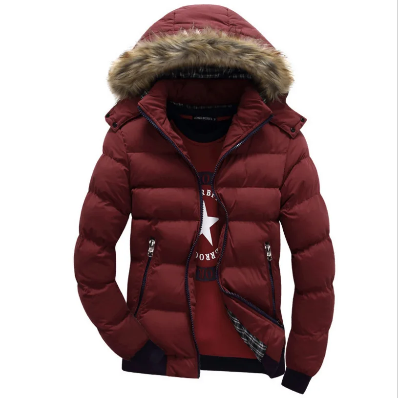 Goedkoop Winter Down Jas Mannen Casual Fur Hooded Katoen Padding Parka Heren Merk Winddicht Waterdicht Patchwork Windjack Jassen Mannelijke