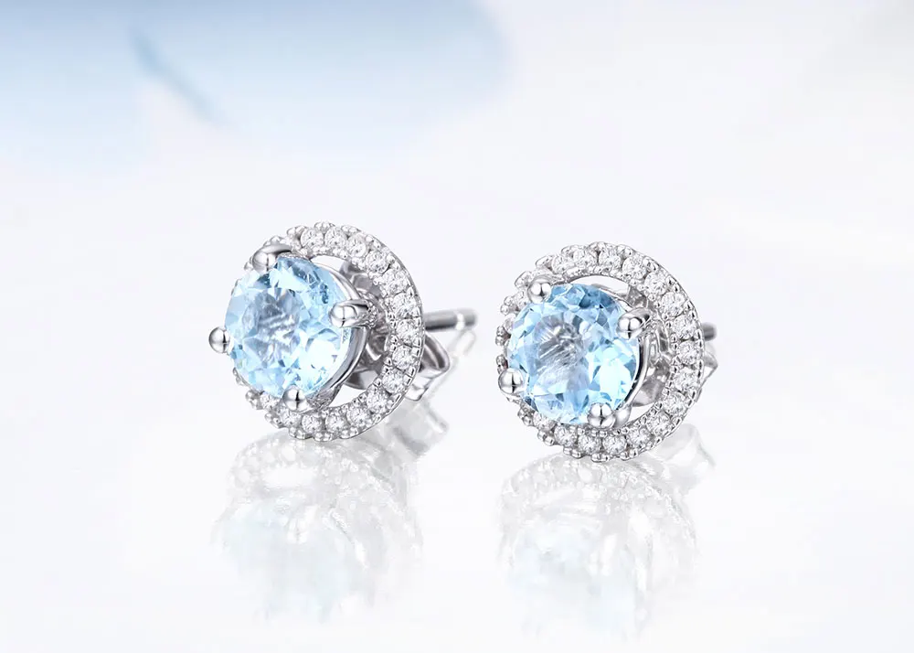 silver blue topaz earrings CAE01986SD-1 (6)