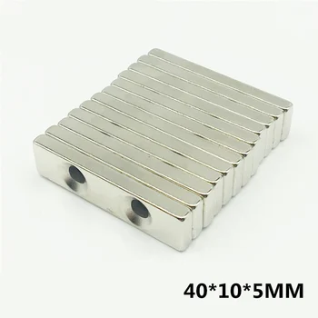 

5pcs 40x10x5MM Double Countersunk Super Strong Neodymium Magnet Nickel Plating Rare Earth Rectangular Perforated Magnet