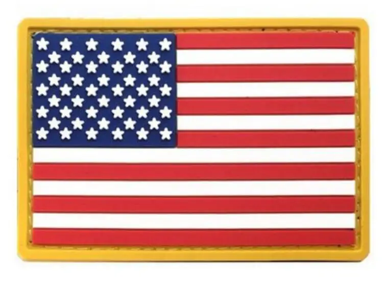 20 шт. резиновый флаг США патч 3D ПВХ синяя линия Тактический значок крюк военный американский флаг подплечник Morale Army Brassard 8*5 см - Цвет: Безникелевый белый