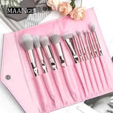 MAANGE 10Pcs Beauty Make up Brushes Set Eye Shadow Lip Face Blend Brush Professional Pink with Makeup Bag Cosmetic Tool Kit 9pcs professional makeup make up cosmetic brush set kit tool with leather bag