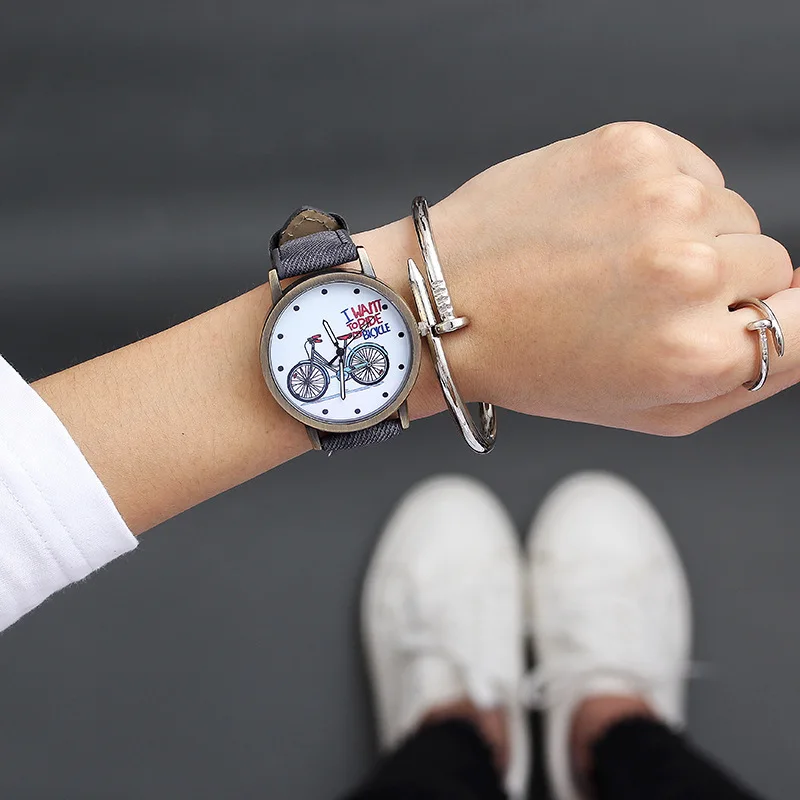 Горячая распродажа Женские часы-браслет женские кварцевые женские часы модные часы женские часы водонепроницаемые винтажные часы для девушек велосипедные часы - Цвет: black
