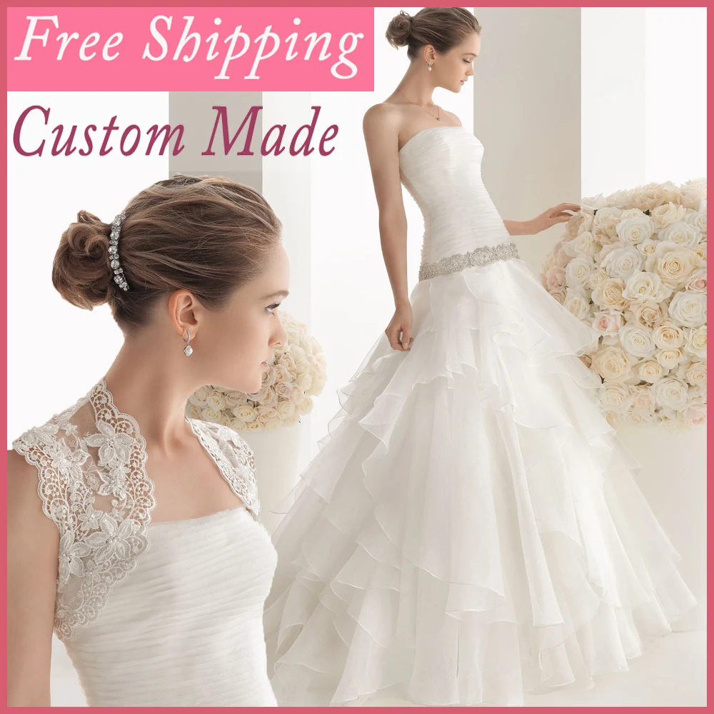 

Elaborate White Custom Flutty Crystal Trump Wedding Bridal Dresses 2016 With Jackets Vestidos De Novia Court Train Tull