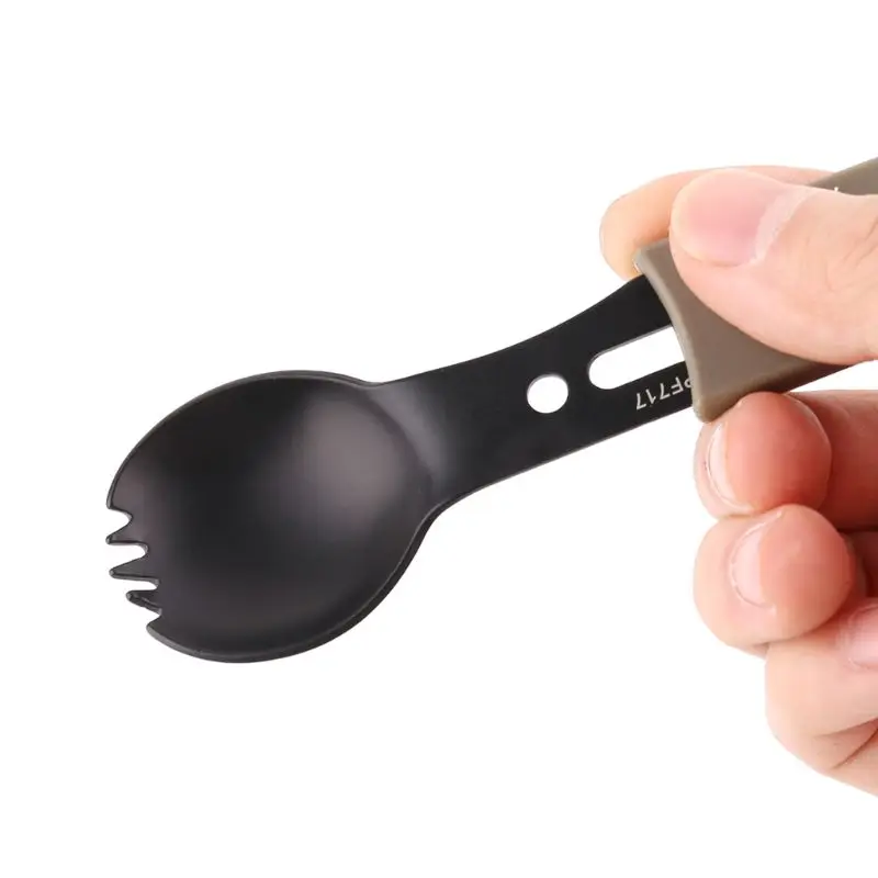 

8in1 Outdoor Camping Picnic Spoon Fork Knife Whistle Bottle Opener Survival Tool