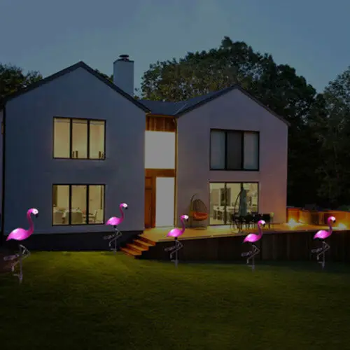 Абсолютно новая солнечная энергия Розовый фламинго газон Декор сад Кол пейзаж лампа наружного освещения украшение дома