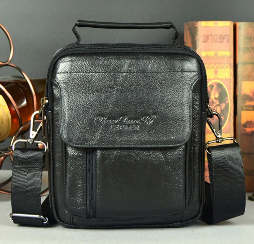 

Men's Cowhide Leather Messenger Shoulder Cross Body Bag Pouch Travel Tote HandBag Purse Men Pack