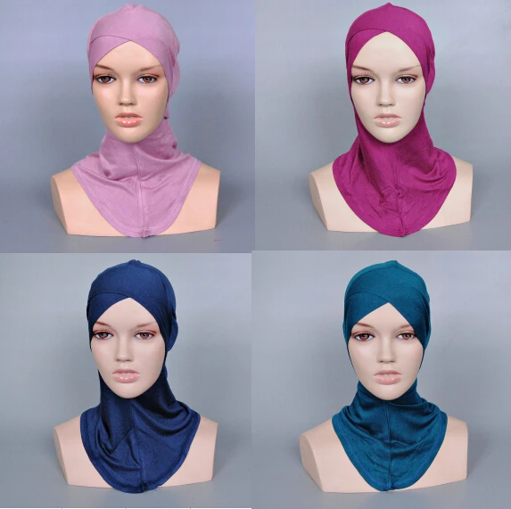 

Ladies printe pure color muslim cross inner hats/caps cotton hijab modal Render cap 21 color 20pcs/lot