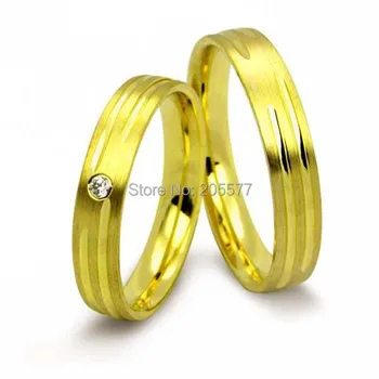 

anel ouro his and hers Classic Design Titanium Handmade yellow gold plating engagement rings verlobungsringe