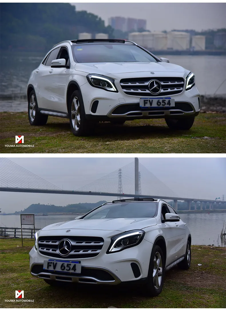 Автомобильный Стайлинг для Mercedes-Benz GLA фара в сборе Низкая с новым высоким с разблокировкой касания синего дневного света