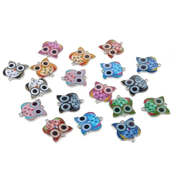 

30pcs/lot Mix color Multiple Lovely Animal Enamel Alloy Connect Charms Rhodium Plated Pendant For Handcraft DIY Jewelry