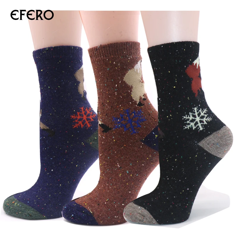 Efero теплый носок для Для женщин милые животные узор креативные носки Женская зимняя обувь в горошек хлопковые носки полосатые короткие носки Для женщин 2 пары