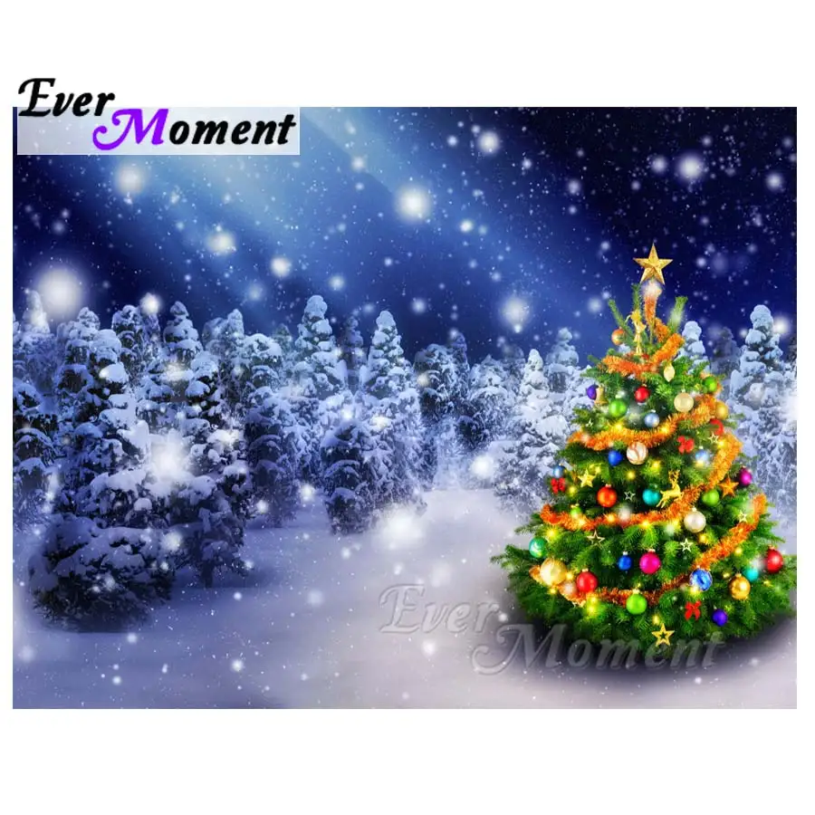 

Ever Moment 5D DIY Diamond Painting Christmas Tree Winter Night Picture Mosaic Diamond Embroidery Full Square Drill S2F041