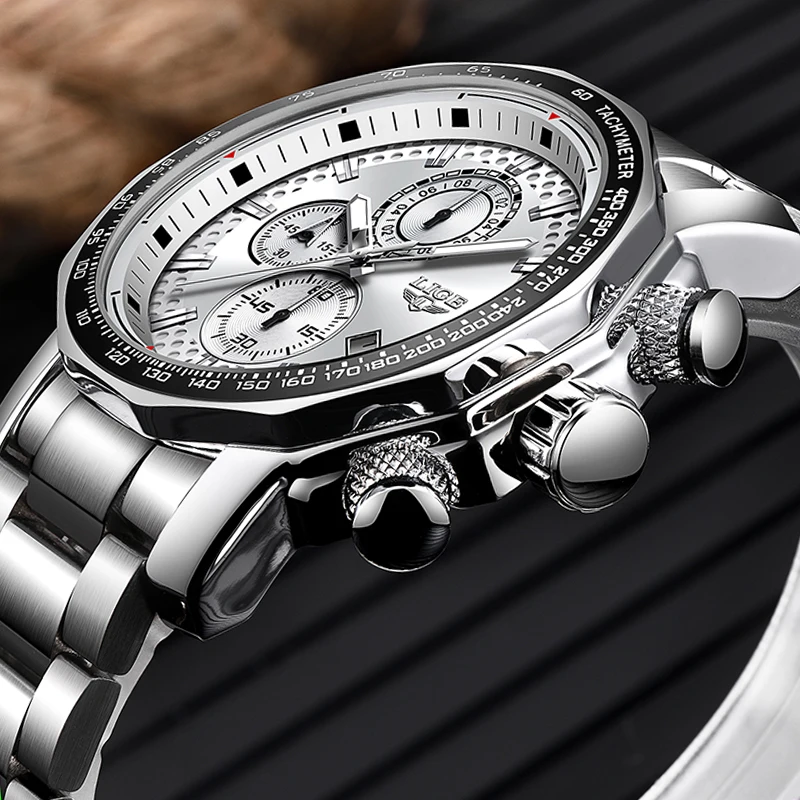 

LIGE High Quality Men Watch Top Brand Luxury Fashion Big Dial Military Sports Waterproof Weight Watches Mens Outdoor Chronograph