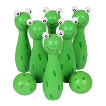 8 шт./компл. милые мини Мультяшные деревянные Боулинг Мяч Skittle игра милая форма животных образование для детей Детские игрушки 11,5x2,8 см