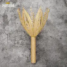 Золотой и серебряный цвет Свадебный букет невесты металлическое украшение цветок Свадебный букет невесты