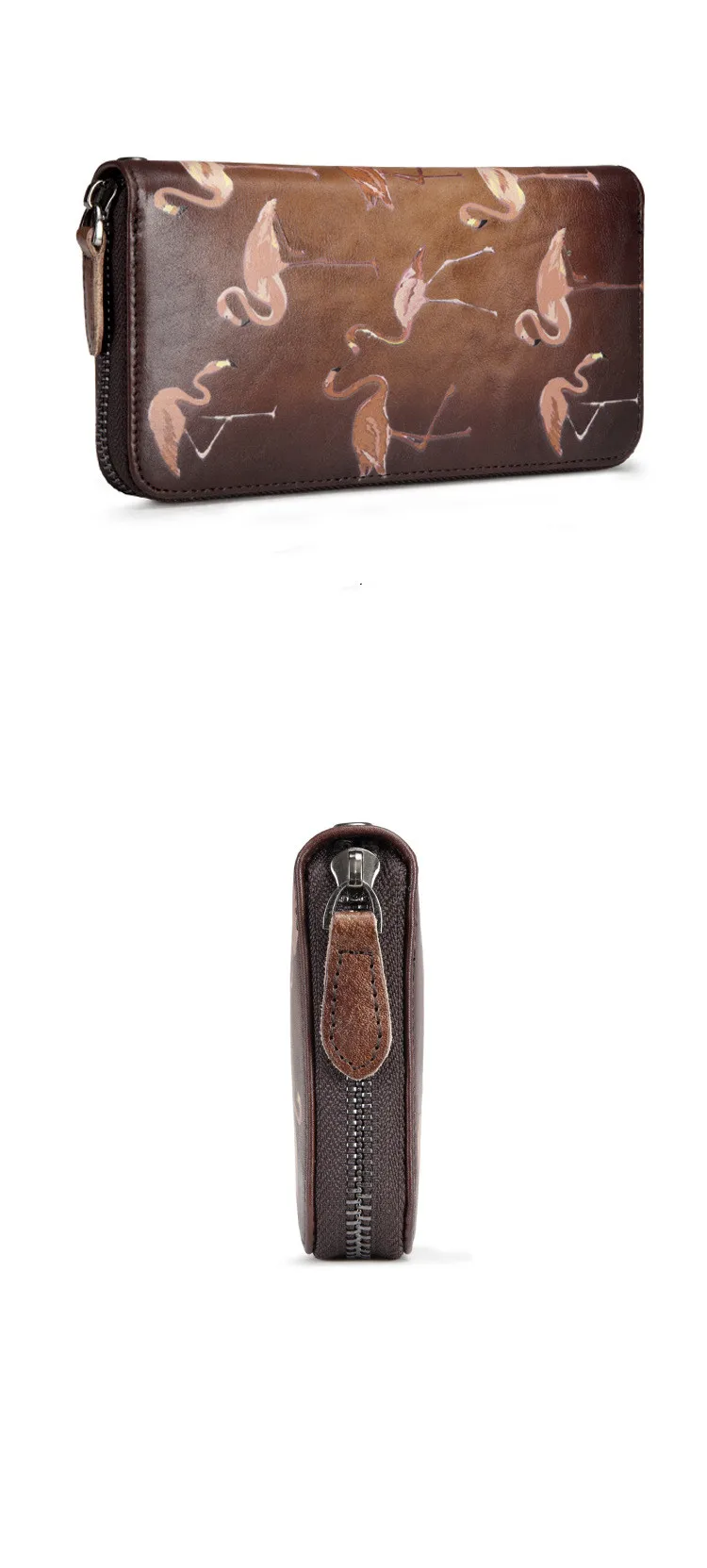 Новый подлинный женский кожаный кошелек ручной работы Длинный кошелек винтажный однотонный воловья кожа вместительный отсек для карточек