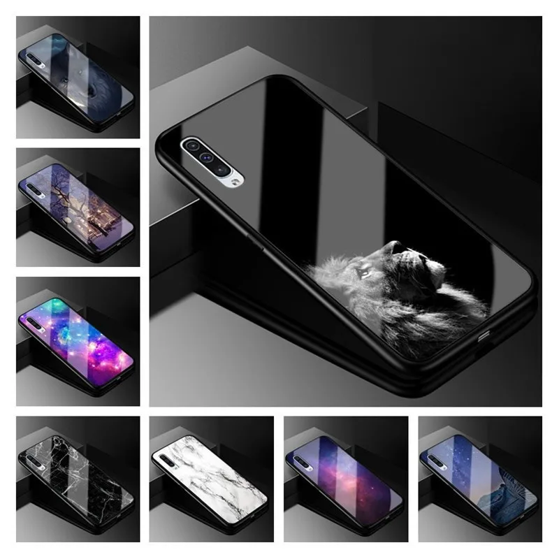 

6.4" Case For Samsung A50 Case Luxury Glass Hard Back Cover Case For Funda Samsung Galaxy A50 2019 Case A 50 Coque TPU Frame