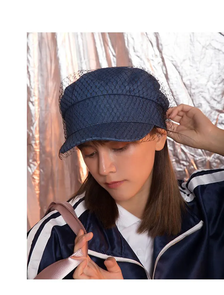 Зимние Роскошные Брендовые женские сетчатые джинсовые Восьмиугольные шляпы, береты, шляпа для женщин, простые шапки художника, Женские Ретро шляпы для газетчиков