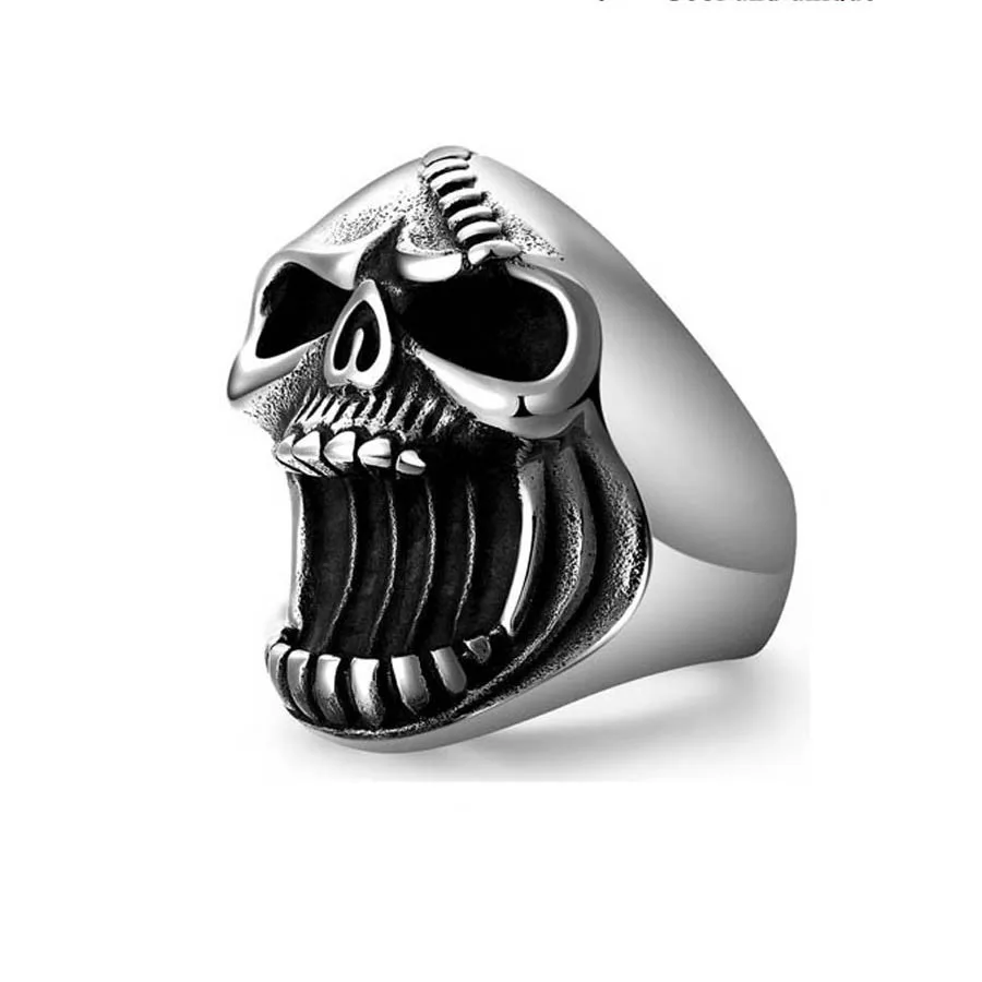Anillo de acero inoxidable con diseño de calavera para hombre, joyería masculina, Abrebotellas de cerveza, estilo Punk Vintage