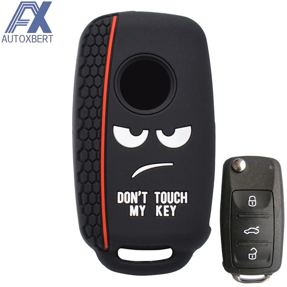 

Dont Touch My Key 3 Buttons Car Key Case Shell For VW Polo Bora Beetle Tiguan Passat Golf For Skoda Fabia Silicone Car Key Case