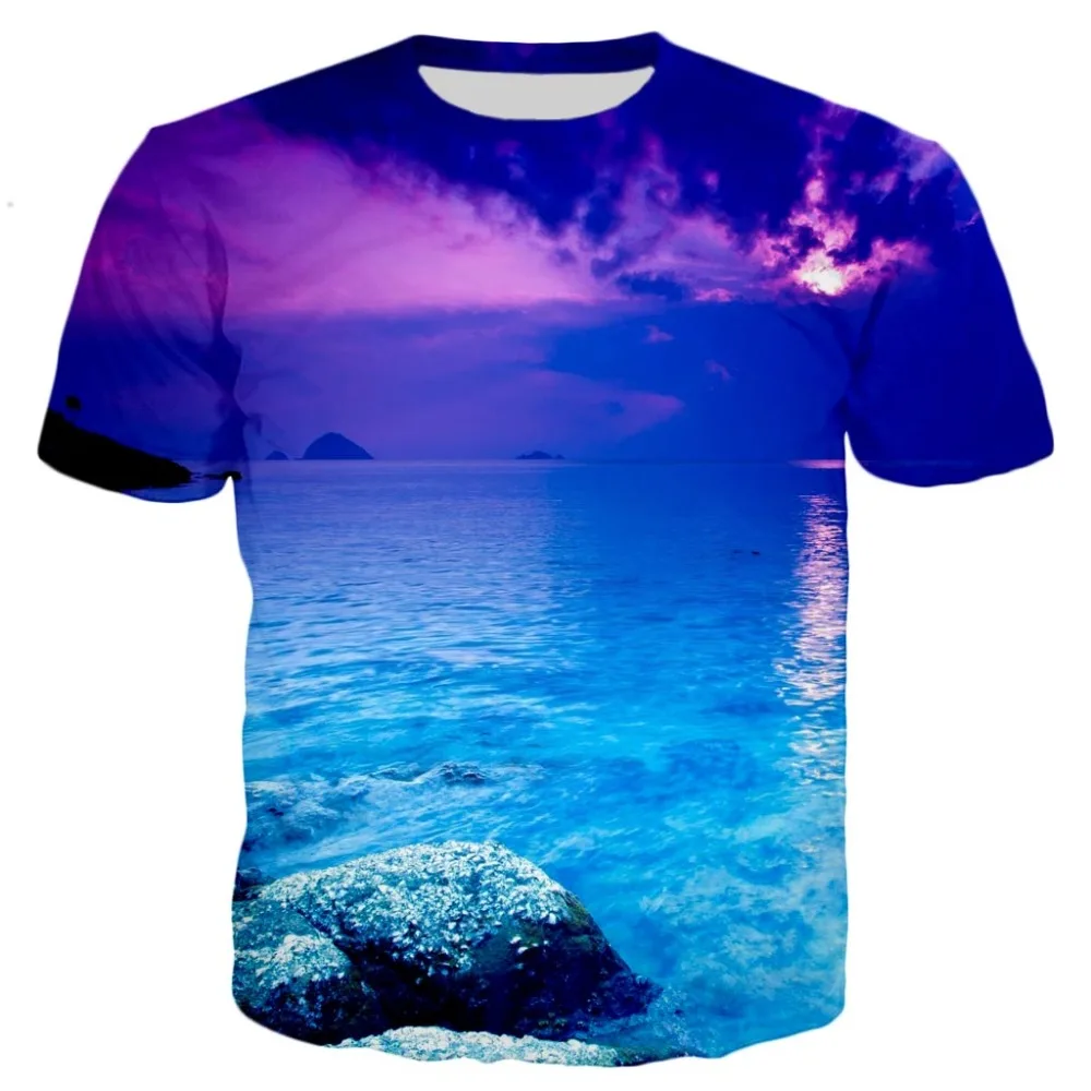 PLstar Cosmos брендовая одежда летняя новая футболка натуральный пейзаж красивый океан 3d принт Мужская Женская Футболка Harajuku