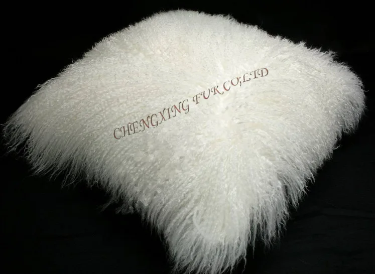 CX-D-04R Новое поступление цветной чехол для подушки из настоящего тибетского монгольского меха ягненка для зимы - Цвет: Белый