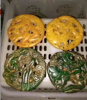 

free shipping collected 100% natural old jade statue Beauty Love
