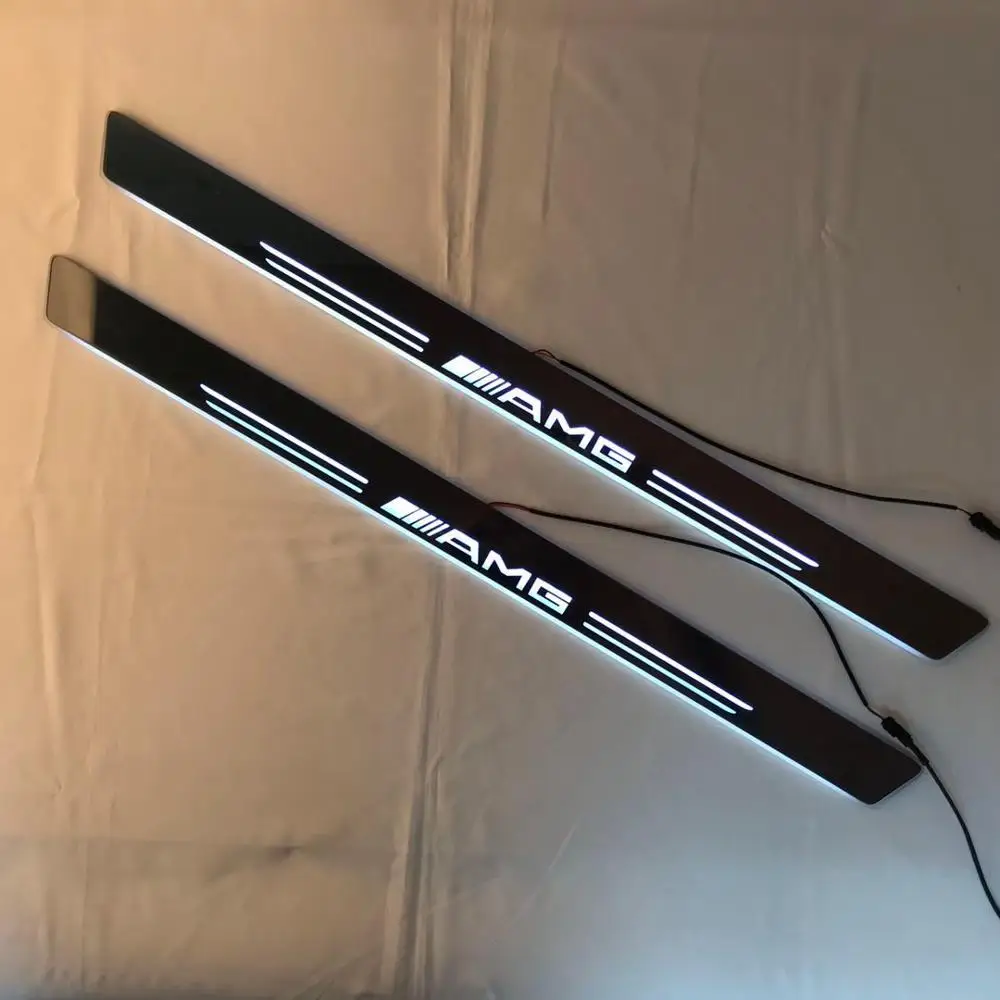 

Osmrk led moving door scuff for mercedes benz coupe dynamic door sill plate flat lining overlay guards Flow/fixed light