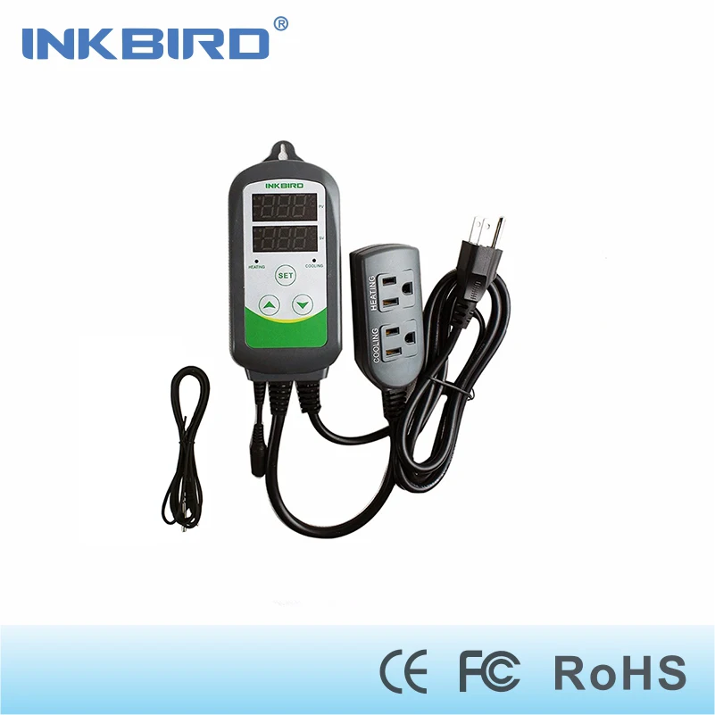 

Inkbird ITC-308S US Plug 110V Pre-wired Digital Thermostat Aquarium Dual Stage Temperature Controller with NTC Sensor for brew