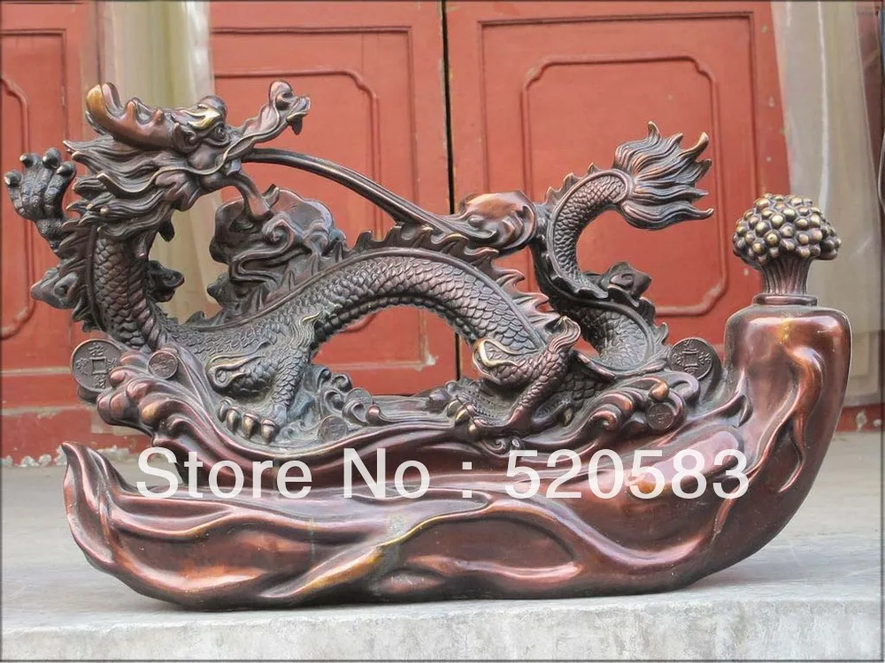 

23"Large Feng shui Red Bronze Dragon Sent money to send blessing bring good luck