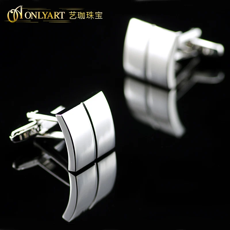 

Silver Plated Men Cufflinks Square Blank Cufflink Mirro Polishing Quality Cuff Link For Wedding Oval Back New Arrival OnlyArt