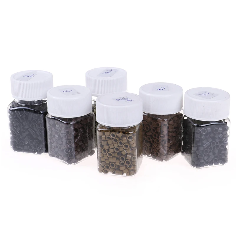 500pcs/bottle 4.5mm Micro Ring Beads Silicone Bead Link Microringen For Feather Human Hair Extension Tools