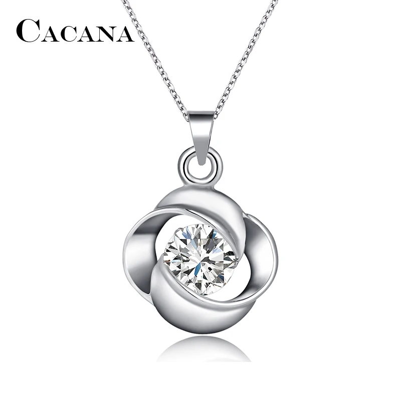 CACANA Pendant Necklaces For Women Trendy Heart Girl Flower Fashion Design Metal Link Chain Long Necklace Hot Wholesale N123