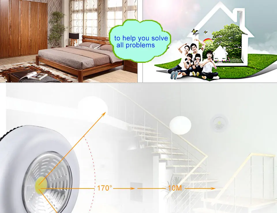 Touch Sensor Push Switch Battery Powered Wireless Wall Lamp (3)