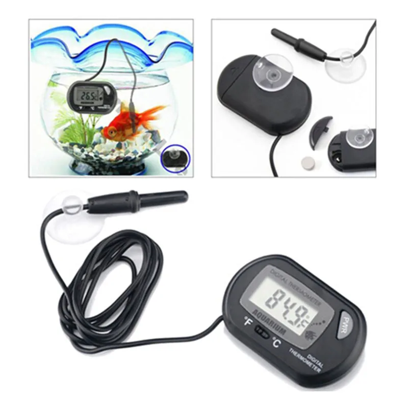 

1PC Brandnew Digital Sensor Thermometer Wired Aquarium Fish Tank Black Fish Aquatic Pet Supplies