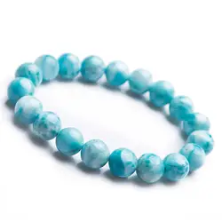 10 мм натуральный Синий Ларимар браслеты из цветных камней для женщин женские целебные воды Parttern кристалл браслет из круглых бусин AAAAA