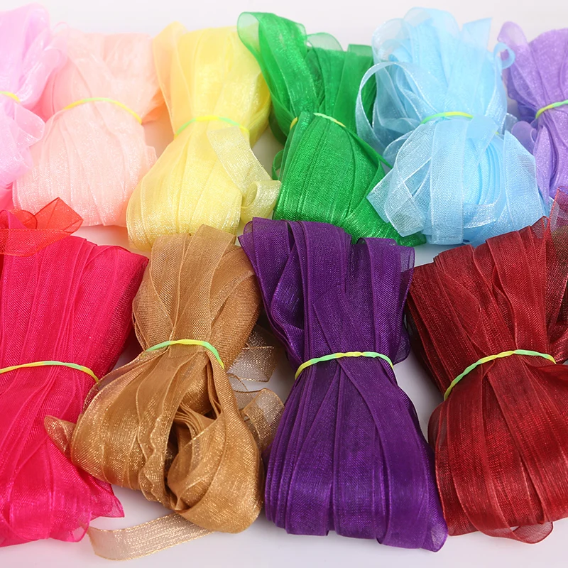 10mm 20 yard Organza Ribbon Apparel Sewing Fabric For DIY Gift Packaging Wedding Decoration Ribbon Party High Quality