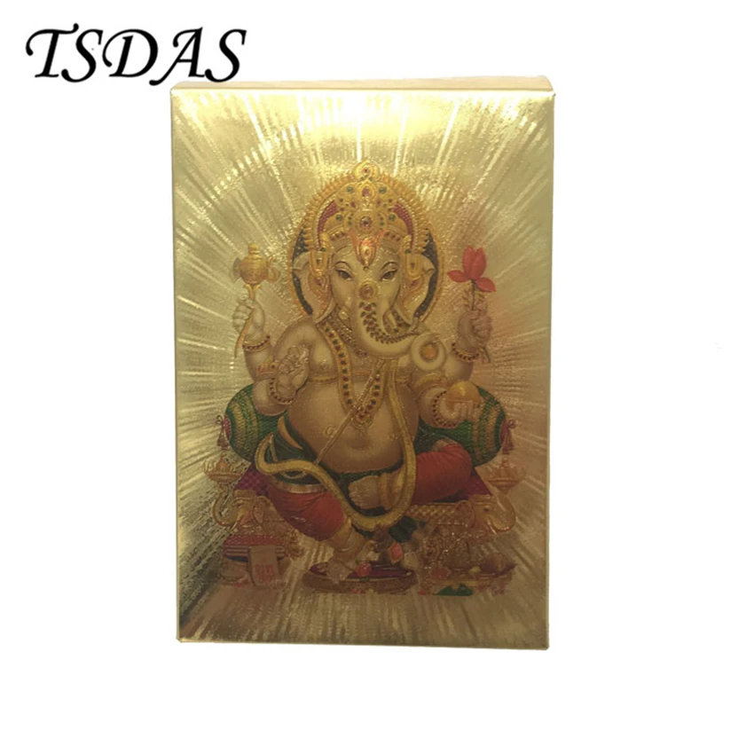 Indian Buddha Statue Waterproof Plastic Playing Card 24K Gold Foil Plated One Deck Cards Table Games|game game|games card gamesgame table |