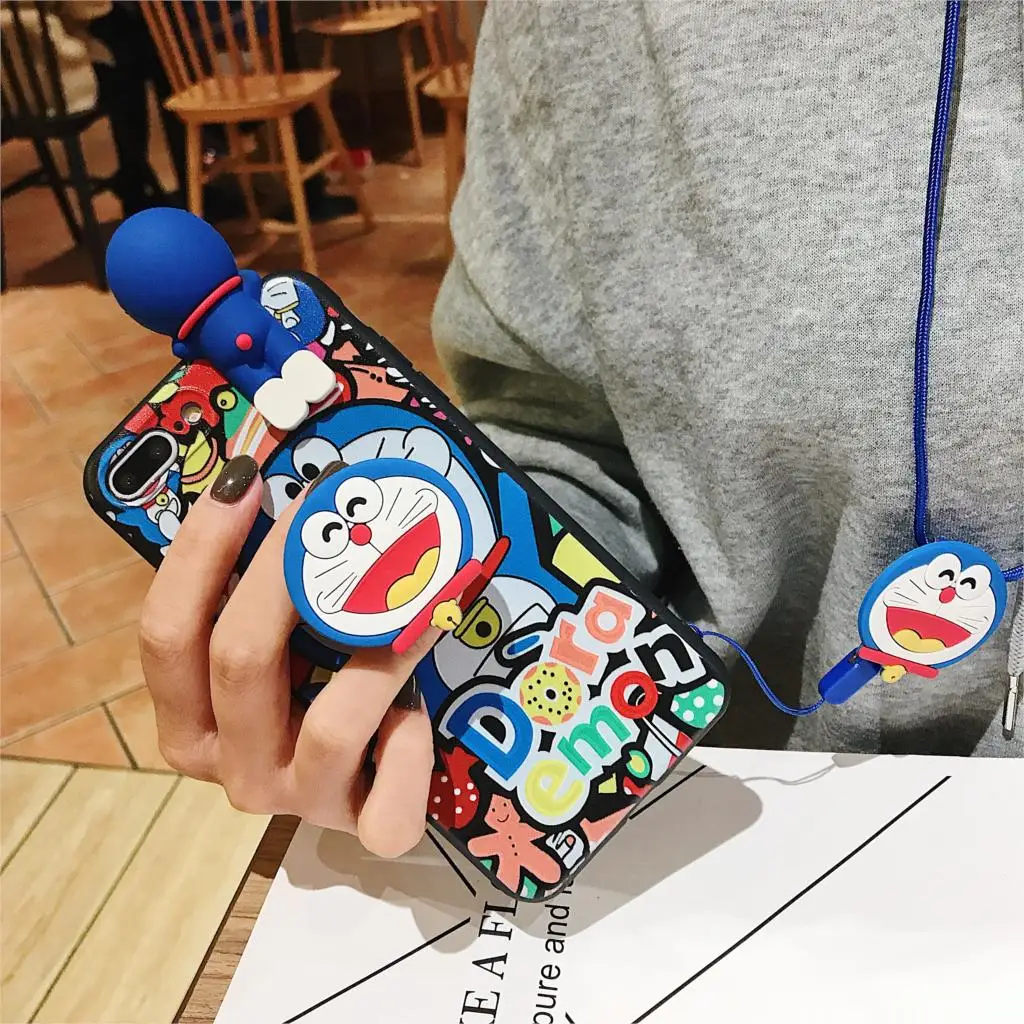 Для iPhone 11 Pro Xs Max XR 6 7 8Plus чехол Doraemon TPU кольцо подставка мягкий для телефона|Бамперы|