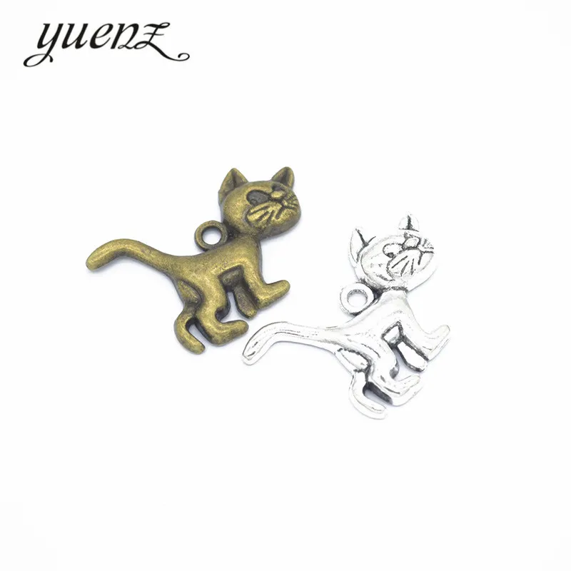 

YuenZ 10 pcs 2 color Antique Silver Plated alloy Cat Charms Pendants for Jewelry Making DIY Handmade Craft 29*26mm D9134