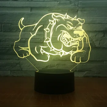 

Animal Dogs 3D LED Lights Cow/bulldog/pug/American bully pitbull/pit bull/Alaskan Dog 7-Color LED Home Bedroom Decoration Lamps