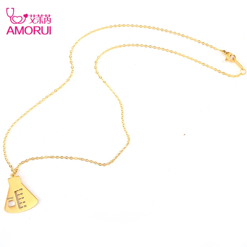 AMORUI Medical Container Collier Femme Necklace Stainless Steel Gold Silver Nurse Necklaces Collares for Women Jewelry Chocker