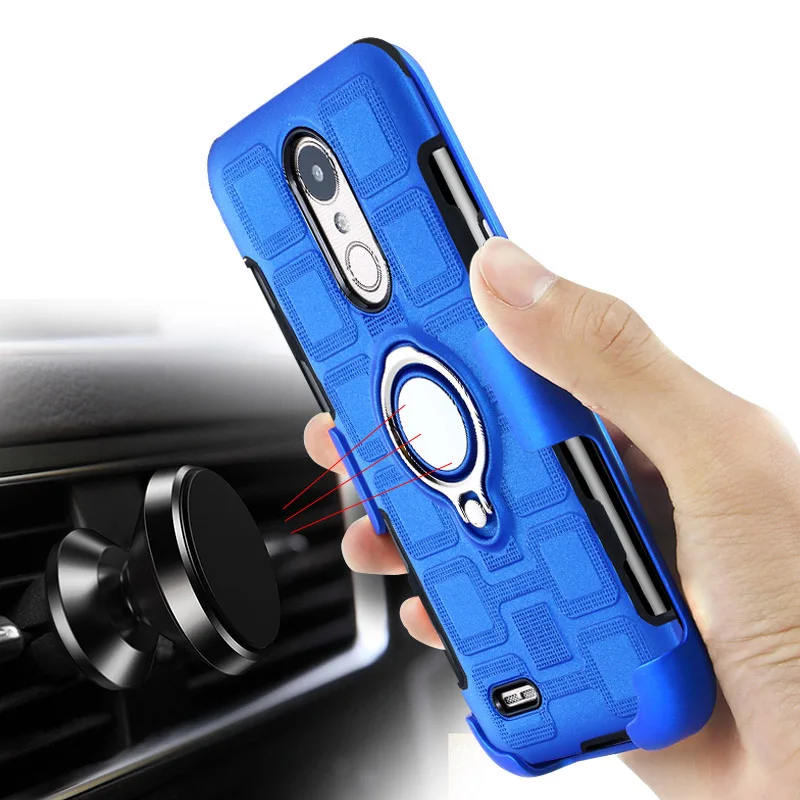

Leanonus Hybrid Armor Case Finger Ring Case for LG K4 K8 K10 2017 Q6 Plus Q8 Q6 Mini Car Magnetic Suction Bracket Back Cover