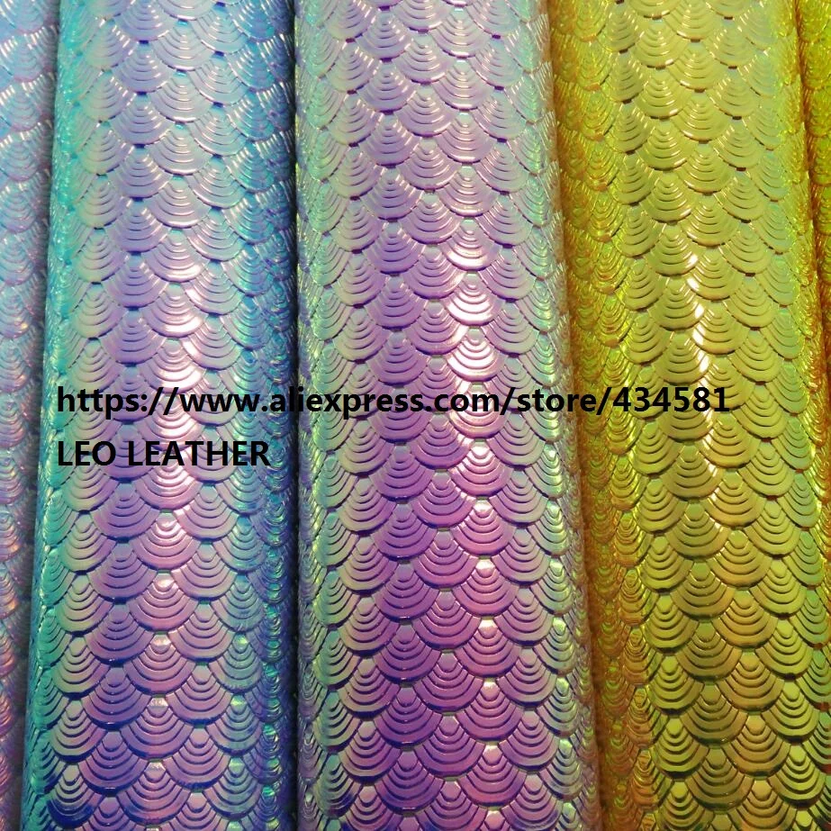 

30X132CM Iridescent Mermaid Scale Fabric Leather P1066
