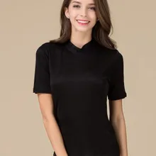 Осенняя Коллекция детской одежды новые шелковые со средней высоты с воротником-стойкой и женская майка-это бесшовная вязаная