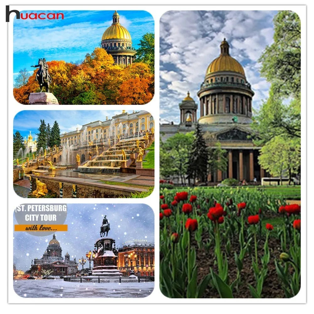 

Diamond Painting Saint Petersburg Rhinestone Cross Stitch Full Square Diamond Embroidery City Diamond Mosaic Home Decoration