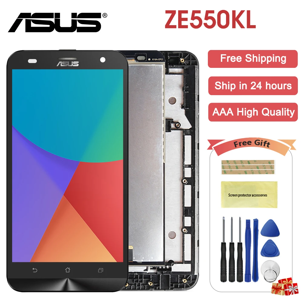 5,5 ''для ASUS ZenFone 2 Laser ZE550KL Z00LD ЖК-дисплей панель сенсорный экран дигитайзер с рамкой в сборе Замена